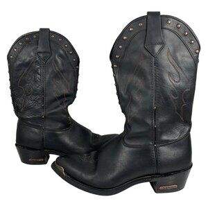 HARLEY DAVIDSON Snip Toe Studded Black Leather Boots Style 98425 Womens Size 10